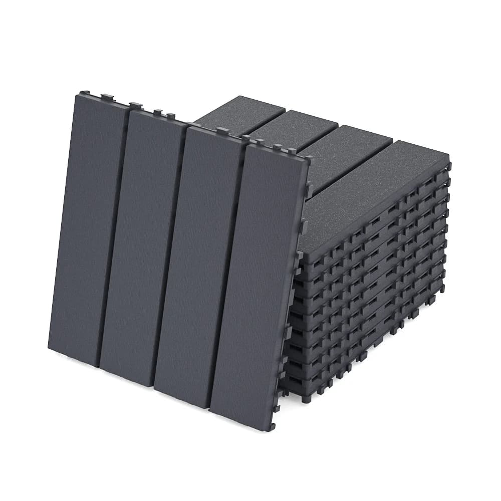 Plastic Interlocking Deck Tiles (84 Pack) - 12"x12" Outdoor Patio Flooring, Decking Tiles for Poolside, Backyard, Balcony