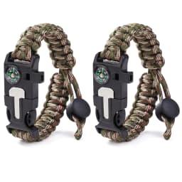 Outdoor Bracelets for Men and Women Adjustable Survival Paracord Bracelet with 11.8 Ft Nylon Cord, Flint Fire Starter, Camping