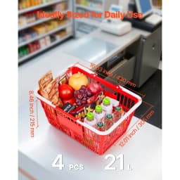 SucceBuy 4/12/20 PCS Shopping Baskets 21L Stackable PE Plastic Grocery Baskets with Handles Portable for Stores Supermarket Use