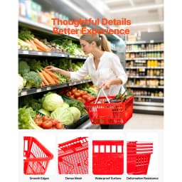 SucceBuy 4/12/20 PCS Shopping Baskets 21L Stackable PE Plastic Grocery Baskets with Handles Portable for Stores Supermarket Use