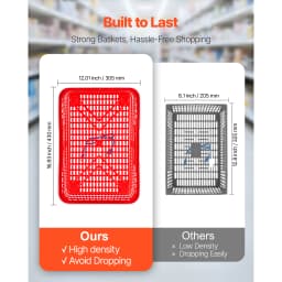 SucceBuy 4/12/20 PCS Shopping Baskets 21L Stackable PE Plastic Grocery Baskets with Handles Portable for Stores Supermarket Use