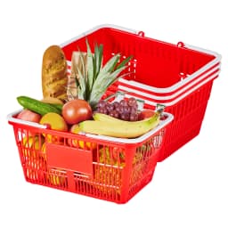 SucceBuy 4/12/20 PCS Shopping Baskets 21L Stackable PE Plastic Grocery Baskets with Handles Portable for Stores Supermarket Use