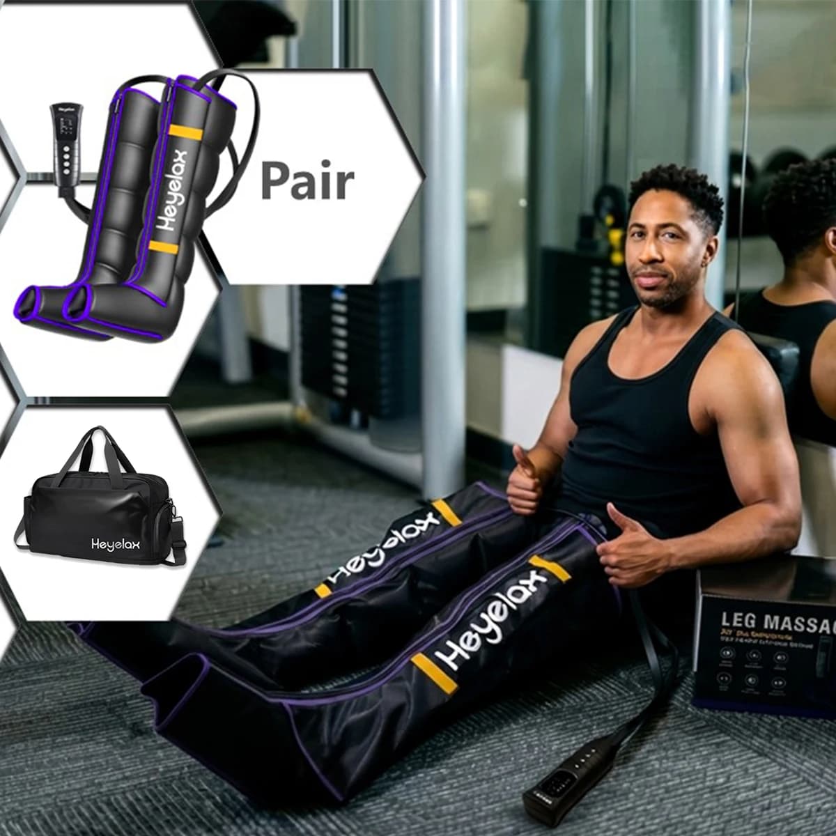 Leg Compression Massager for Circulation and Pain Relief,Air Compression Boots for Fast Recovery, 6 Mode,6 Intensity,Full Leg Massager for Muscle Relaxation- for Athletes, Gym
