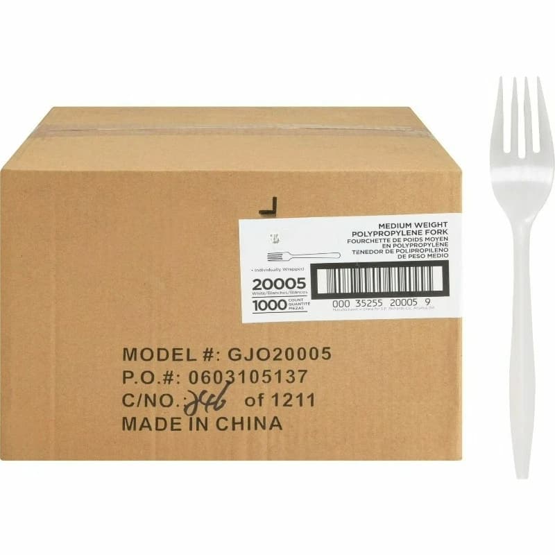 GJO20005, Individually Wrapped Fork, 1000 / Carton, White