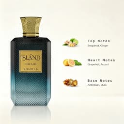 Khadlaj Island Dreams Unisex Perfume Fresh Aquatic Citrus Fragrance Elegant Gift for All - Fruit Floral Wood Musk Notes