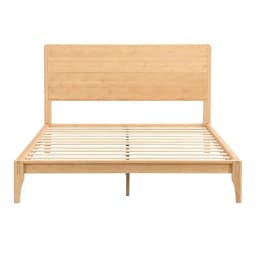 Full Size Bamboo Platform Bed, Mid-Century Modern Bed Frame with Tall Headboard, Solid Sustainable Bedframe, Customized