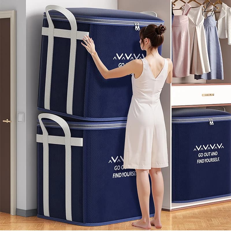 Extra Large Handle Clothes Storage Bag Organizer with Reinforced Handle for Blanket Comforters Bed Sheets Pillows Toy