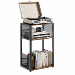 JHK 3-Tier Metal AV Media Stand CD Rack 1 Pack Record Player Stand with Storage Up to 100 Albums Records Shelf for Living Room