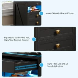 Night Stand Set 2 with Gun Drawer for Livingroom, Modern Nightstand with Wireless Charging Station for Bedroom, Customized