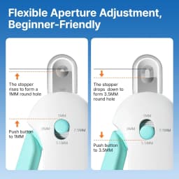 Pet Nail Clippers with Safety Guard, Adjustable Aperture Cat Claw Cutter made of Stainless Steel & ABS, Precision Trimming
