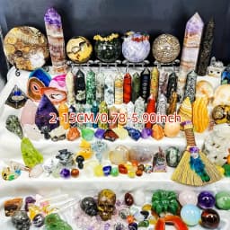 Open your own unique crystals! 4lb-6lb Crystal Gift Box-Mixed Raw Stone, Tower, Sphere, Carving , Bracelet Ring, Home Decoration