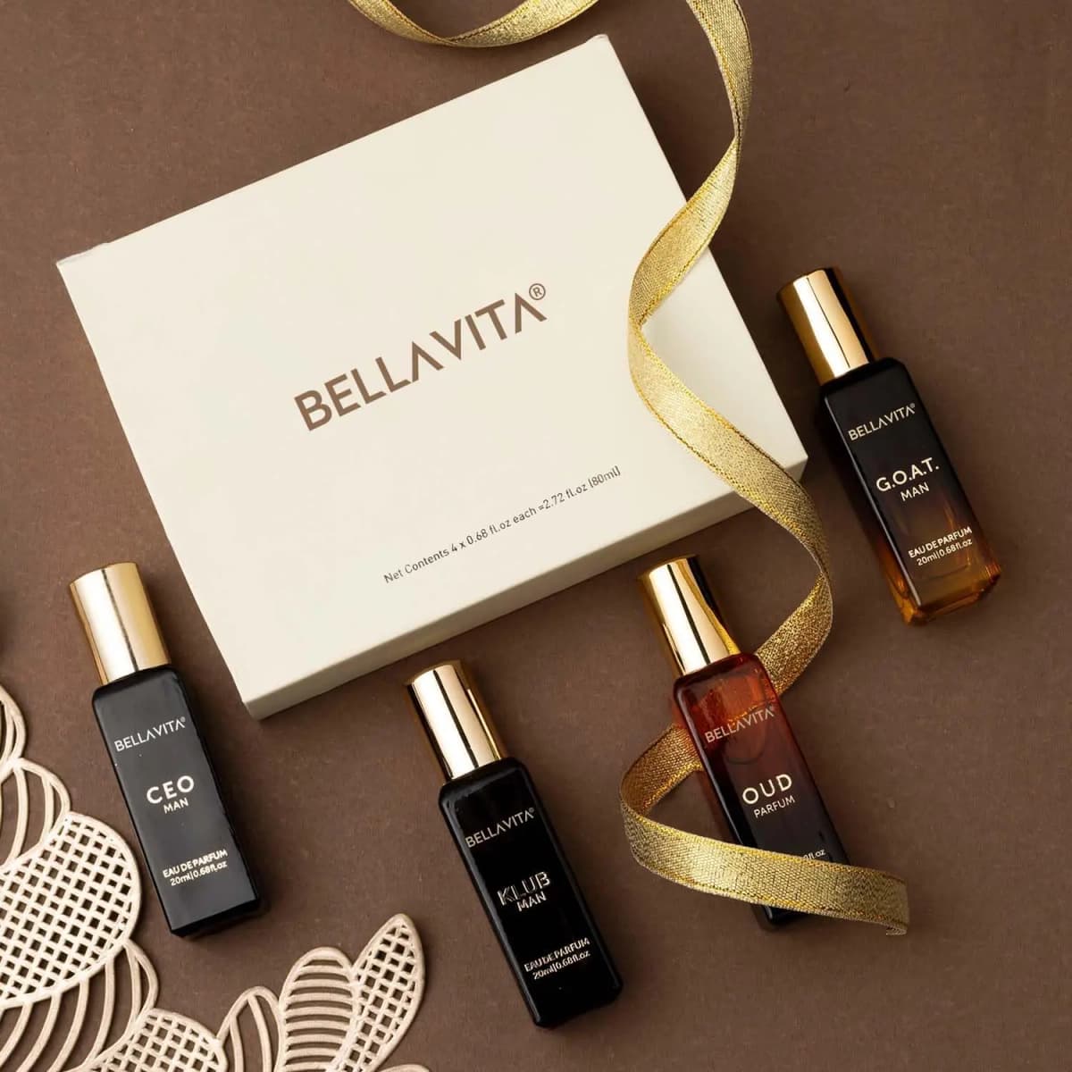 Bellavita Luxury Men's Perfume Gift Set with CEO Man, G.O.A.T., Klub, and Oud | 80ml | Long Lasting Men's Fragrance