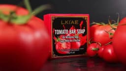 AILKE Organic Tomato Soap Bar, Lightening Skin, Deeply Clean, Exfoliate, Remove Dark Spots, Moisturizing, For Face, Body, 200g