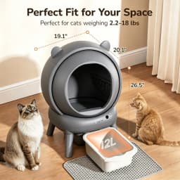 Cumrige Automatic Self Cleaning Cat Litter Box with Smart App Control, Safety Sensors for Multiple Cats Household , Odor Control & Quiet Operation - Gray