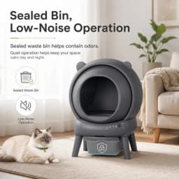 Cumrige Automatic Self Cleaning Cat Litter Box with Smart App Control, Safety Sensors for Multiple Cats Household , Odor Control & Quiet Operation - Gray