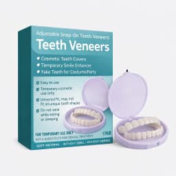 Adjustable Snap On Dentures Temporary Veneers Kit Fake Teeth Cover for Missing Teeth Gaps Perfect Smile Instant Comfort 1 Pair