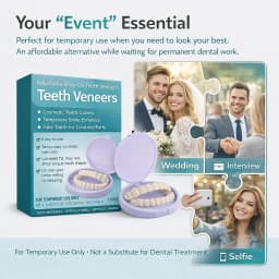 Adjustable Snap On Dentures Temporary Veneers Kit Fake Teeth Cover for Missing Teeth Gaps Perfect Smile Instant Comfort 1 Pair