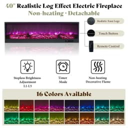 Queen Fireplace Storage Platform Bed with Headboard Barn Cabinets 4 Drawers 2 Racks RGB LED Charging Black Customized