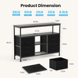 JHK 4 Drawers TV Stand Dresser for Bedroom Entertainment Center with LED Lights and Power Outlets Media Console for 50 Inch TV