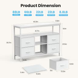 JHK 4 Drawers TV Stand Dresser for Bedroom Entertainment Center with LED Lights and Power Outlets Media Console for 50 Inch TV