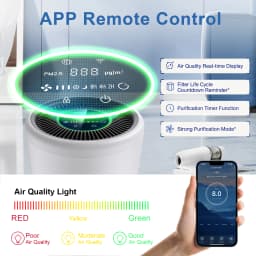 Chuboor Air Purifier Quiet Air Cleaner with High-Efficiency Filtration,H13 HEPA Removes Smoke, Dust, Pollen, Pet Hair