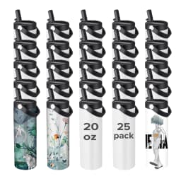 12/25 Pack 20OZ Sublimation Blanks Tumbler, Vacuum Flap With Flip Nozzle, Perfect for Fitness Travel and Sports Water Bottles