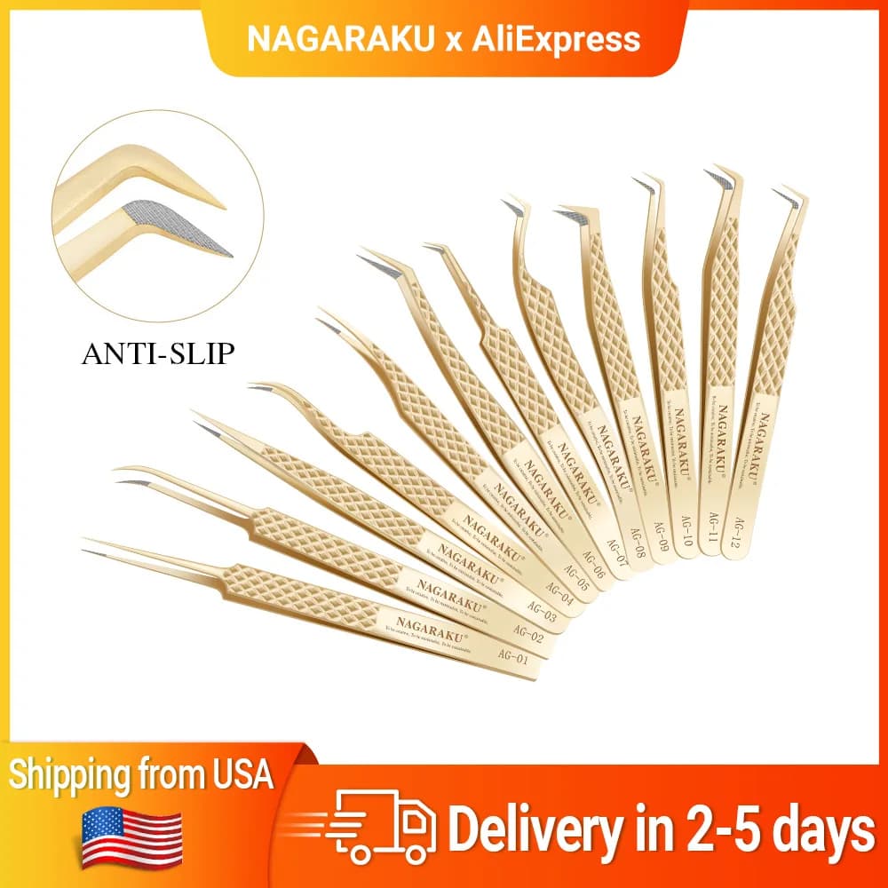 NAGARAKU AG Tweezers For Eyelash Extension Volume Fans-making Eyelash Precision Fiber Tip Tweezers Fast Shipping from USA