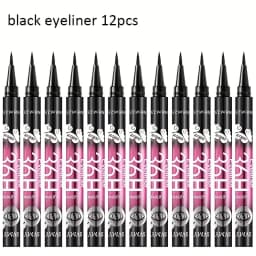 12-Pack of Best-Selling Black Liquid Eyeliners, Long-Lasting and Waterproof, Exquisite Cosmetics.