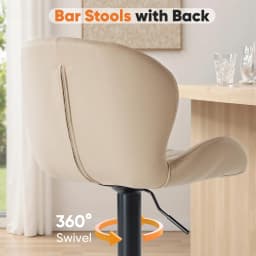 JHK Ergonomic Modern 360° Swivel Dining Chairs Set of 2 Adjustable Fabric Upholstered Kitchen Chairs with For Kitchen Island
