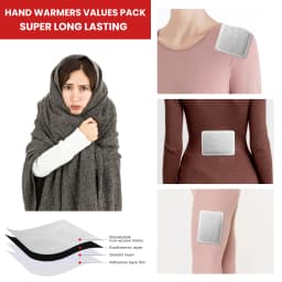 Body Warmers 20 Pack Adhesive Heat Patches Up to 10 Hours Long Lasting Warmth Large 15x12cm for Back Pain Relief Cold Camping