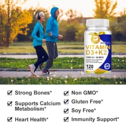 BEWORTHS Vitamin D3 & K2 Capsules Support Calcium Metabolism Absorption, Heart and Bone Health Vegan Gluten Free Strong Bone