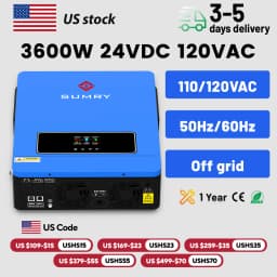 SUMRY 3600w Hybrid Pure Sine Wave Inverter 24v Dual Output 120v Solar Inverter 50/60hz Short-circuit Protection