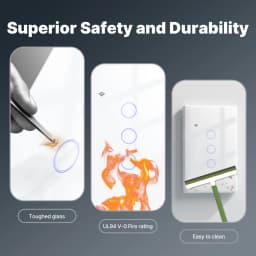 Tuya WiFi Smart Light Switch Glass Touch Control Fireproof No Neutral Wire Required Remote Control Work With Alexa Google Home