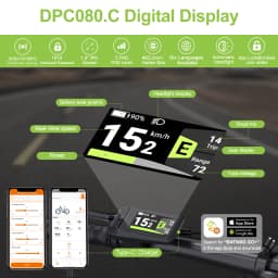 BAFANG DPC080 Ebike Display 8Fun CAN BUS 1.9" Screen IPX7 Waterproof Automatic Backlight Ebike Speedometer Instrument Computer