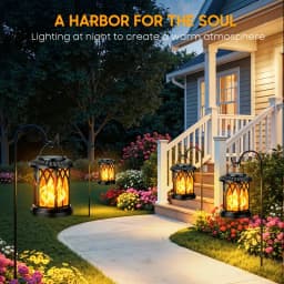 2/4 Pack Hanging Solar Lights Lantern Outdoor, Flickering Flames Solar Outdoor Lights, Solar Lanterns Outdoor Waterproof with Bigger Panel, Lanterns Decorative Outdoor for Yard Garden Decor