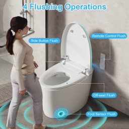 Smart Bidet Toilet Auto Open Lid Seat, Instant Heat, Warm Dryer, RGB Light, Female Rear Wash, Remote & Foot Flush