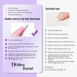 GELLEN Gel Nail Kit Press On Nails French Tip UV Lamp Solid Glue Gel Charms Pink Short Square Manicure Extension Set DIY Tools