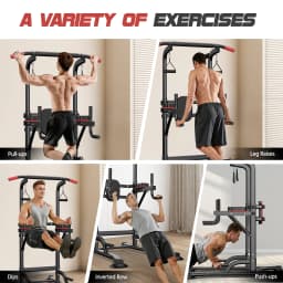 Power Tower Pull Up Bar Free Standing with Resistance Bands, 350LBS Heavy Duty Alloy Steel Dip Station for Home Gym