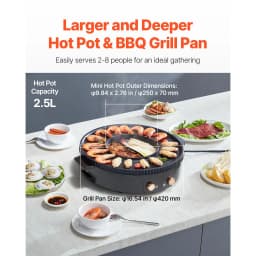 Hot Pot with Grill, 1800W 2-in-1 Electric Smokeless Grill and Hot Pot, Korean BBQ Shabu Shabu Hotpot with Separate Dual Temperature Control, Non-stick Pan, for 2-8 People Family Dining