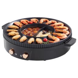 Hot Pot with Grill, 1800W 2-in-1 Electric Smokeless Grill and Hot Pot, Korean BBQ Shabu Shabu Hotpot with Separate Dual Temperature Control, Non-stick Pan, for 2-8 People Family Dining