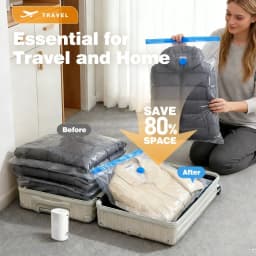 15 Pack Vacuum Bags for Travel with Rechargeable Air Pump, Compression Packing Bags for Luggage, Air Vacuum Bags with Rechargeable Pump, Reusable Space Saver Bags, Airtight Zipper Seal for Clothes Blankets Bedding Quilt, Vacuum Seal Bags for Clothing
