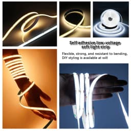 16.4ft 12V COB LED Strip Light High CRI 95Ra+ Ultra Bright 6000K/4000K/3000K White Natural White Warm White Flexible Cuttable Tape Light for Bedroom Mirror Kitchen Cabinet Living Room