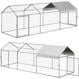 Portable Metal Chicken Coop 120x40x40in Chicken Run For Yard With Anti-UV Waterproof Cover, Poultry Cage For Ducks Rabbits