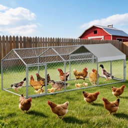 Portable Metal Chicken Coop 120x40x40in Chicken Run For Yard With Anti-UV Waterproof Cover, Poultry Cage For Ducks Rabbits