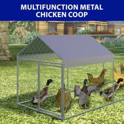 Portable Metal Chicken Coop 120x40x40in Chicken Run For Yard With Anti-UV Waterproof Cover, Poultry Cage For Ducks Rabbits