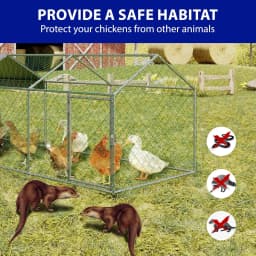 Portable Metal Chicken Coop 120x40x40in Chicken Run For Yard With Anti-UV Waterproof Cover, Poultry Cage For Ducks Rabbits