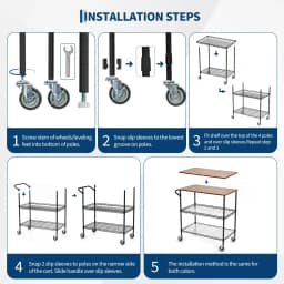 3-Tier Kitchen Island Cart With Wheels, 35.43in Heavy Duty Microwave Stand, Wood Top, Locking Utility Storage Cart For Home Bar