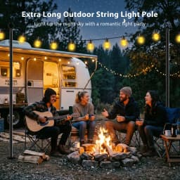 8 Pack Thickened Metal String Light Poles,10FT & 120Inch with Ground Fork Outdoor Hanging Post for Christmas Patio Garden Backyard Yard Festoon Globe String Lights Holder Outside Holiday Decor Accessories