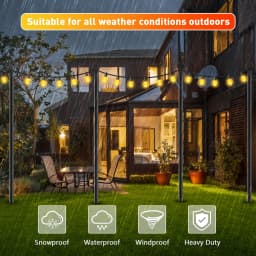 8 Pack Thickened Metal String Light Poles,10FT & 120Inch with Ground Fork Outdoor Hanging Post for Christmas Patio Garden Backyard Yard Festoon Globe String Lights Holder Outside Holiday Decor Accessories