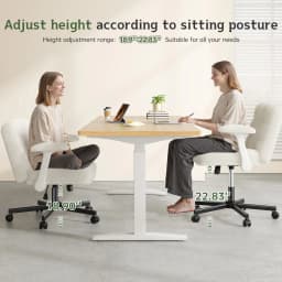 EnHomee Criss Cross Office  Chair with Wheels, Adjustable Height Vanity Chair,Teddy Plush Desk Chair with Flip-Up Arms for Bedroom & Home Office